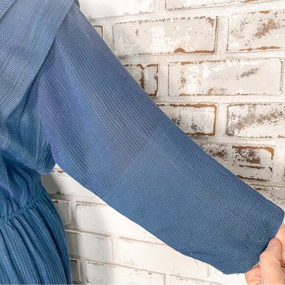 Vintage 80s Rabbit Rabbit Rabbit Multi Blue Knit V-neck Jumpsuit 6 - Picture 5 of 12